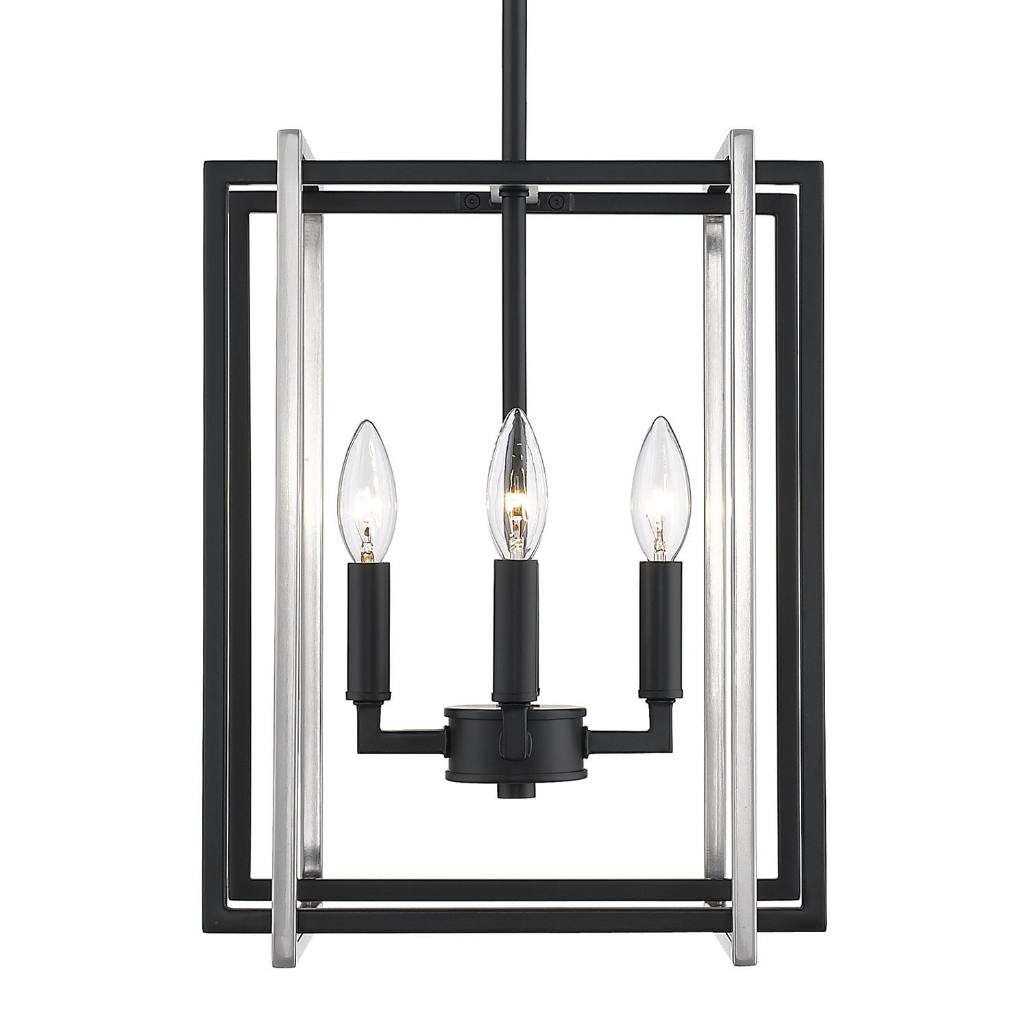 Tribeca 4-Light Chandelier in Matte Black with Pewter Accents - - Golden Lighting