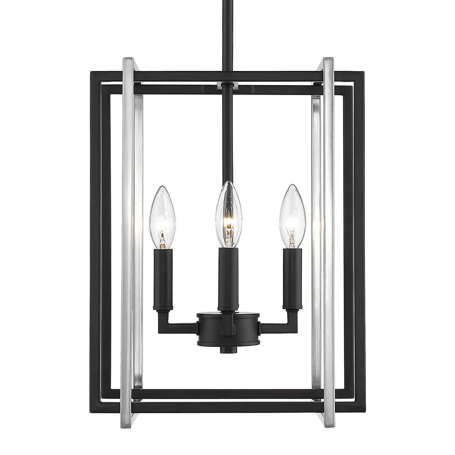Tribeca 4-Light Chandelier in Matte Black with Pewter Accents - - Golden Lighting