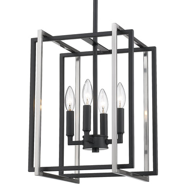 Golden Lighting Tribeca 4-light Pendant in Matte Black and Pewter Accents - - Golden Lighting