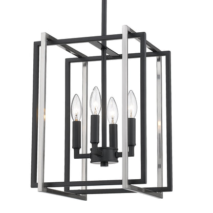 Tribeca 4-Light Chandelier in Matte Black with Pewter Accents - Matte Black / No Shade / N/A - Golden Lighting