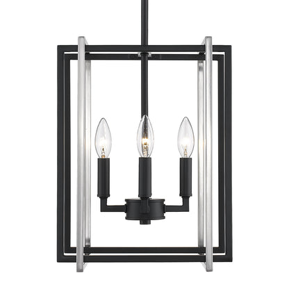 Tribeca 4-Light Chandelier in Matte Black with Pewter Accents - - Golden Lighting