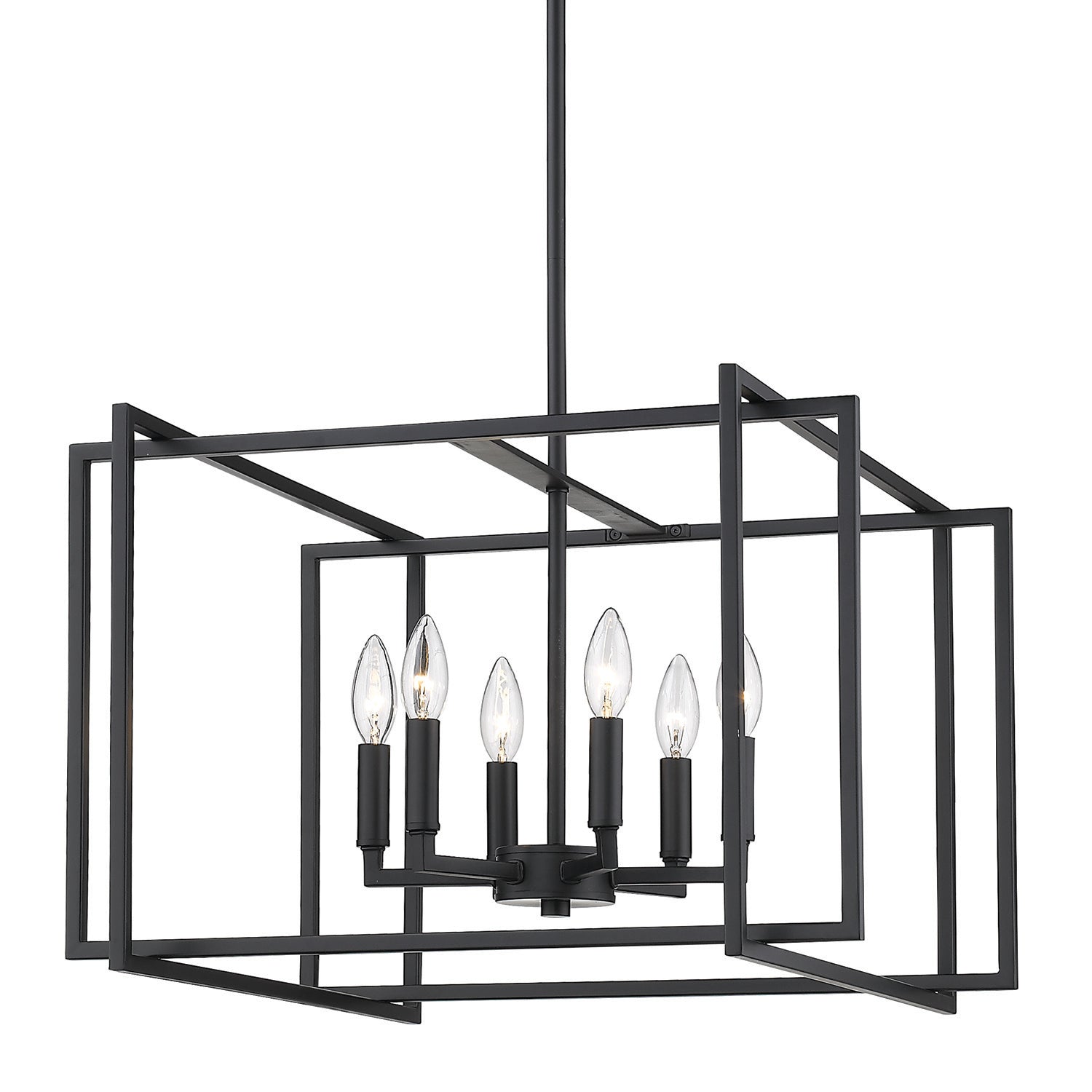 Tribeca 6-Light Chandelier in Matte Black with Matte Black Accents - Default Title - Golden Lighting