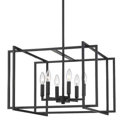 Tribeca 6-Light Chandelier in Matte Black with Matte Black Accents - Default Title - Golden Lighting