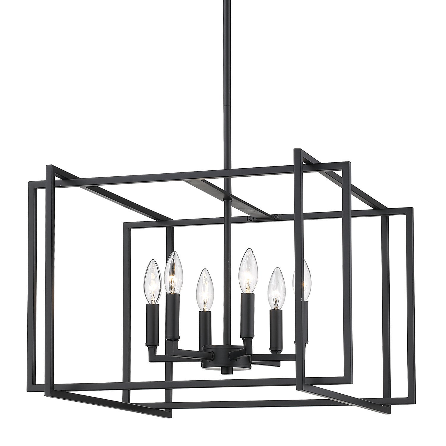 Tribeca 6-Light Chandelier in Matte Black with Matte Black Accents - Matte Black / No Shade / NA - Golden Lighting