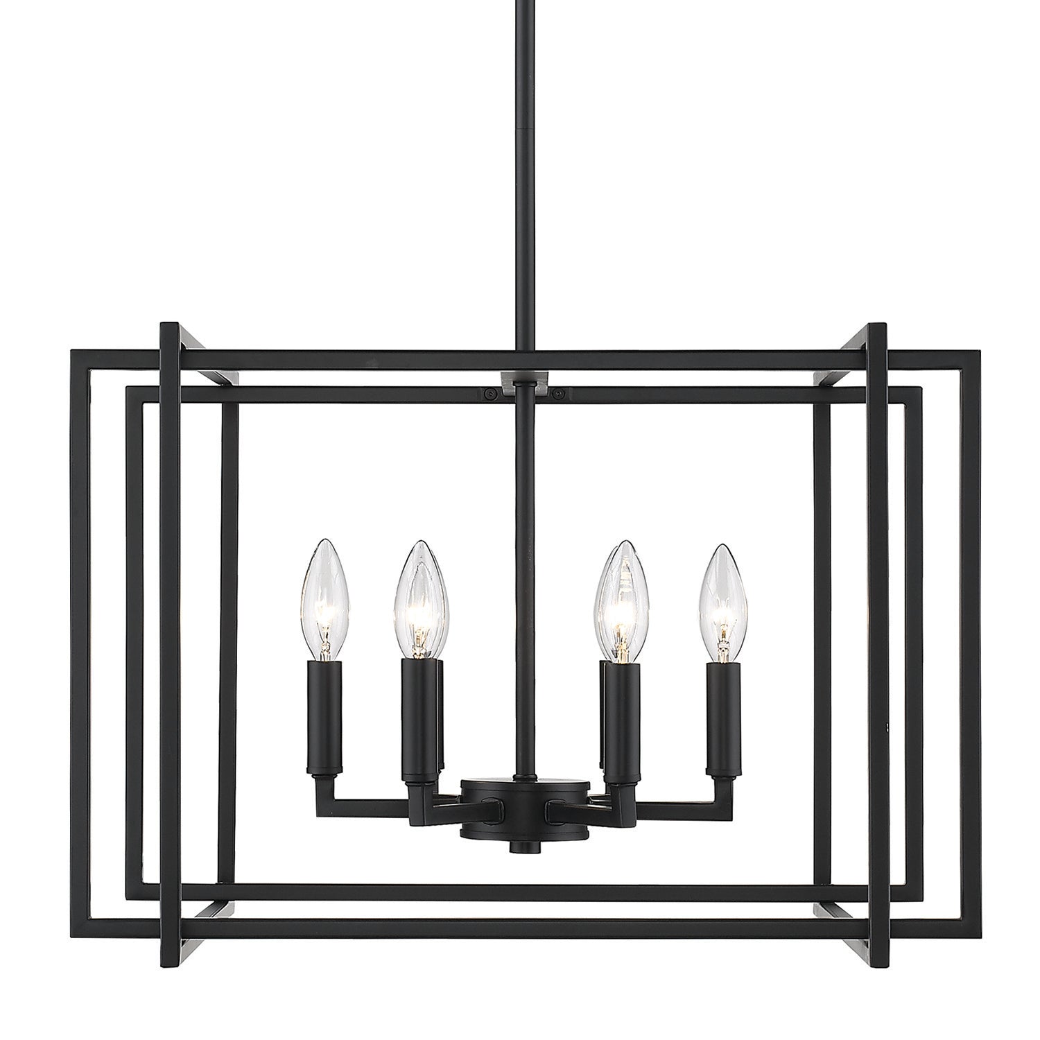 Tribeca 6-Light Chandelier in Matte Black with Matte Black Accents - - Golden Lighting