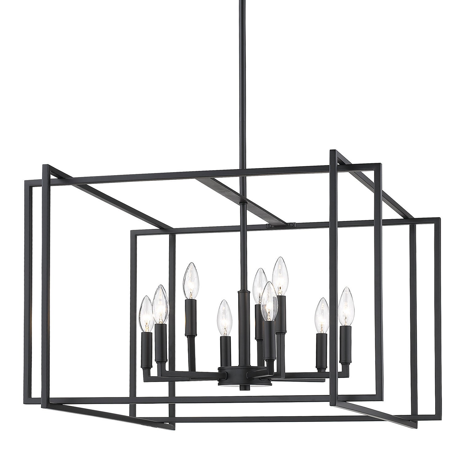 Tribeca 9-Light Chandelier in Matte Black with Matte Black Accents - Matte Black / No Shade / NA - Golden Lighting