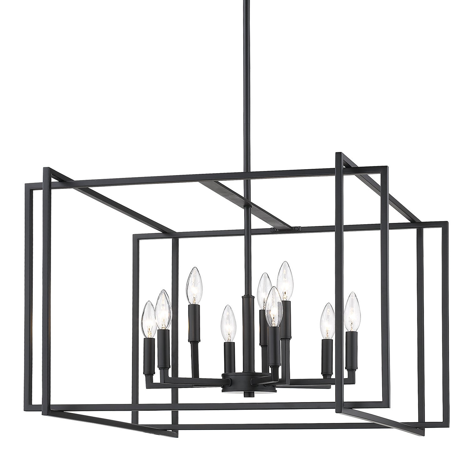 Tribeca 9-Light Chandelier in Matte Black with Matte Black Accents - Default Title - Golden Lighting