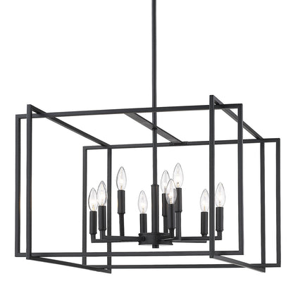 Tribeca 9-Light Chandelier in Matte Black with Matte Black Accents - Default Title - Golden Lighting