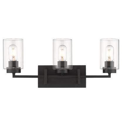 Tribeca 3-Light Bath Vanity in Matte Black with Matte Black Accents - Default Title - Golden Lighting