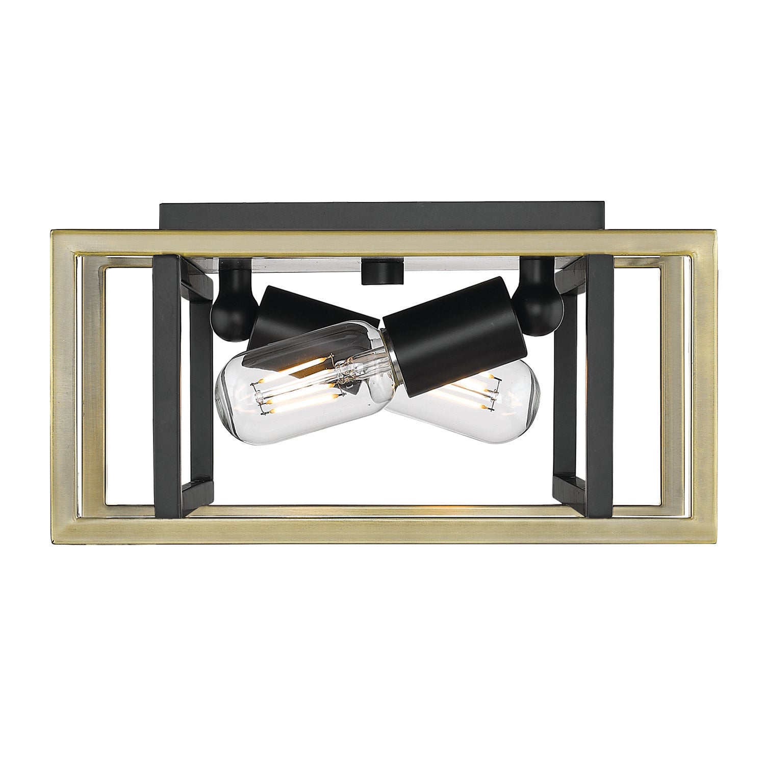 Tribeca Flush Mount in Matte Black with Aged Brass Accents - Default Title - Golden Lighting
