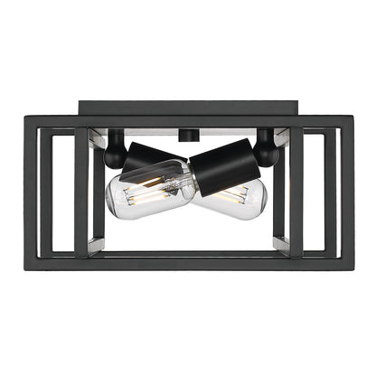 Tribeca Flush Mount in Matte Black with Matte Black Accents - Matte Black / No Shade / NA - Golden Lighting