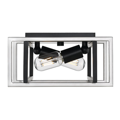 Golden Lighting Tribeca 2-light Flush Mount in Matte Black and Pewter Accents - - Golden Lighting