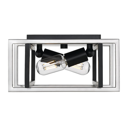 Golden Lighting Tribeca 2-light Flush Mount in Matte Black and Pewter Accents - - Golden Lighting