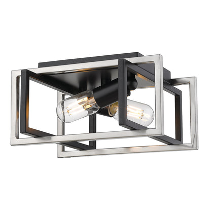 Golden Lighting Tribeca 2-light Flush Mount in Matte Black and Pewter Accents - - Golden Lighting