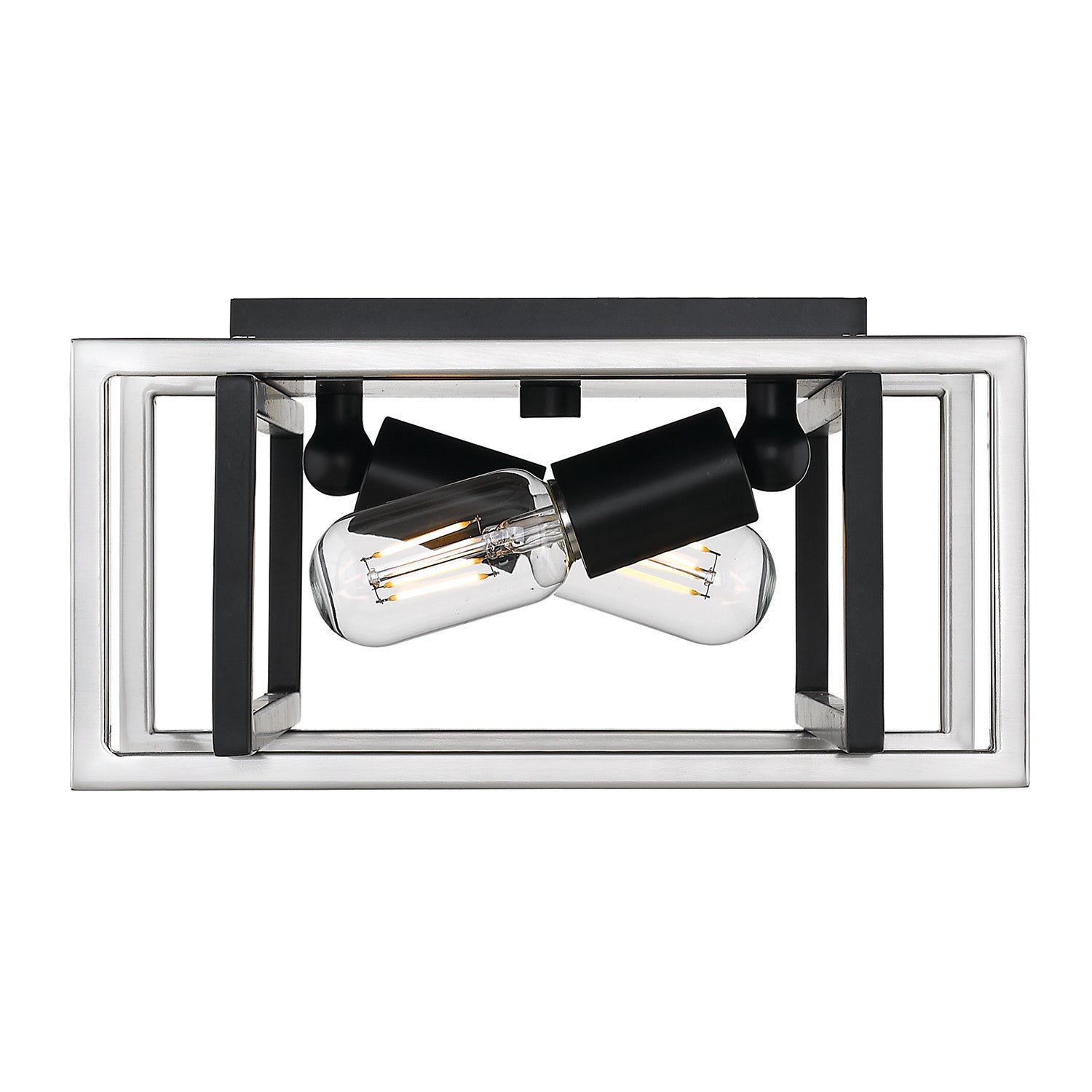 Tribeca Flush Mount in Matte Black with Pewter Accents - Matte Black / No Shade / NA - Golden Lighting