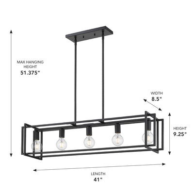 Golden Lighting Tribeca 5-light Island Light in Matte Black - - Golden Lighting