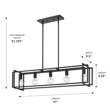 Golden Lighting Tribeca 5-light Island Light in Matte Black - - Golden Lighting