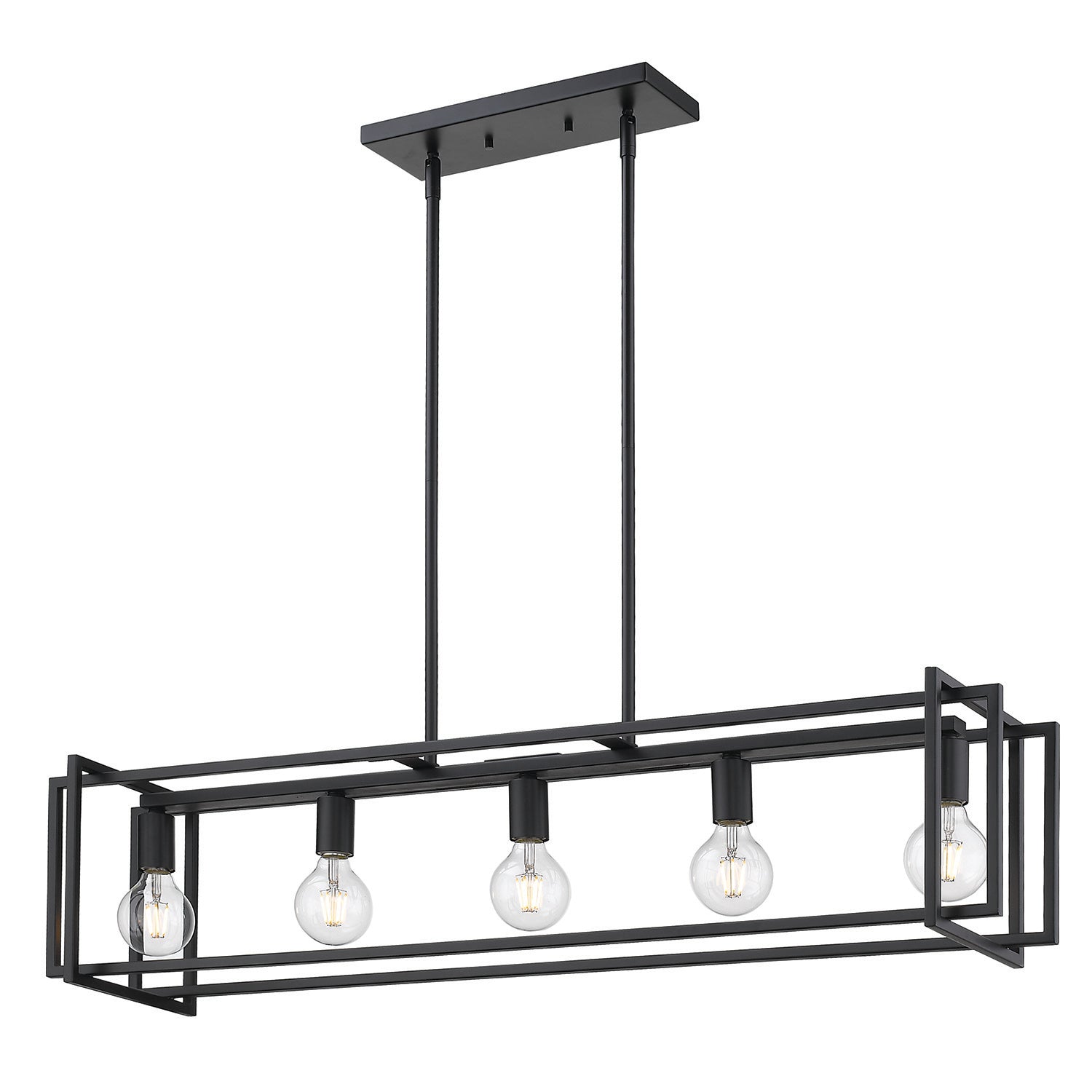 Tribeca Linear Pendant in Matte Black with Matte Black Accents - Matte Black / No Shade / NA - Golden Lighting