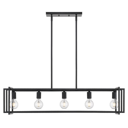 Tribeca Linear Pendant in Matte Black with Matte Black Accents - - Golden Lighting