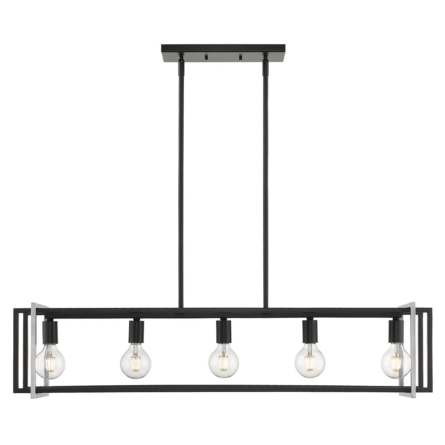 Tribeca Linear Pendant in Matte Black with Pewter Accents - - Golden Lighting