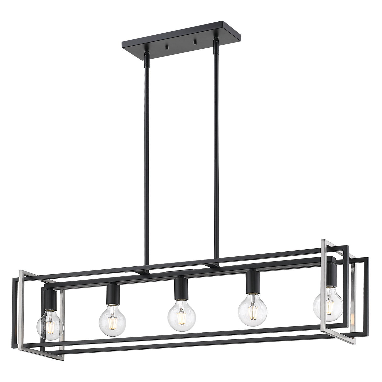 Tribeca Linear Pendant in Matte Black with Pewter Accents - Matte Black / No Shade / N/A - Golden Lighting