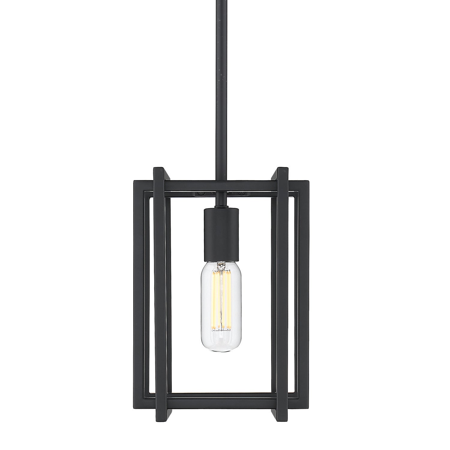 Tribeca Mini Pendant in Matte Black with Matte Black Accents - - Golden Lighting