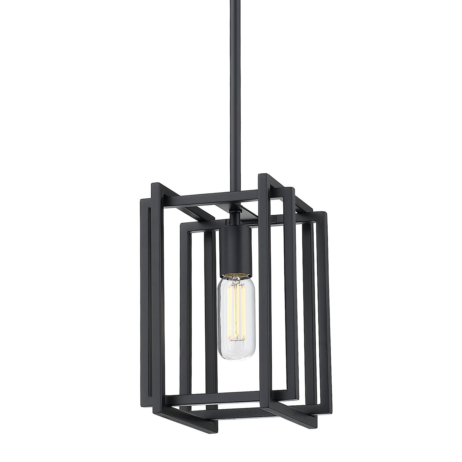 Tribeca Mini Pendant in Matte Black with Matte Black Accents - Matte Black / No Shade / NA - Golden Lighting