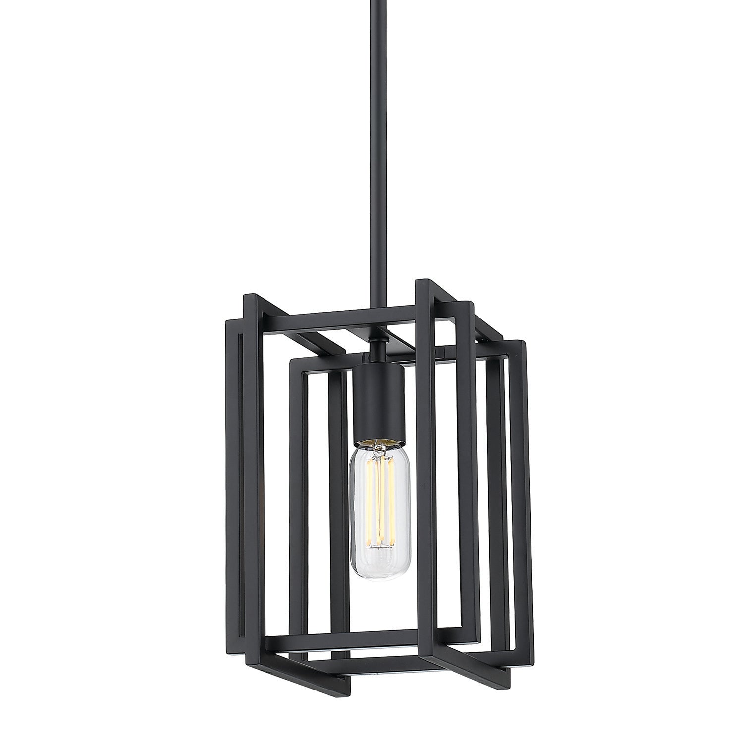 Tribeca Mini Pendant in Matte Black with Matte Black Accents - Default Title - Golden Lighting