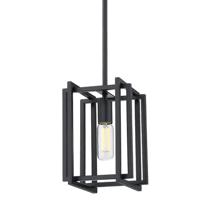 Tribeca Mini Pendant in Matte Black with Matte Black Accents - Default Title - Golden Lighting