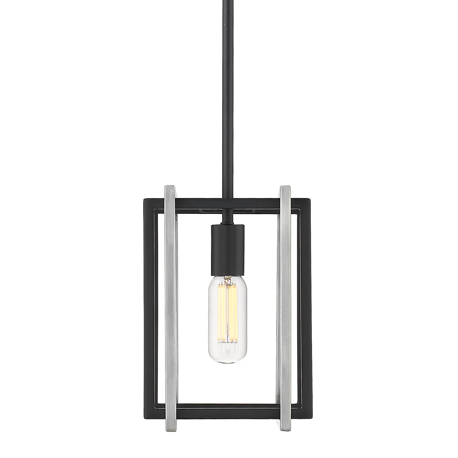 Tribeca Mini Pendant in Matte Black with Pewter Accents - - Golden Lighting