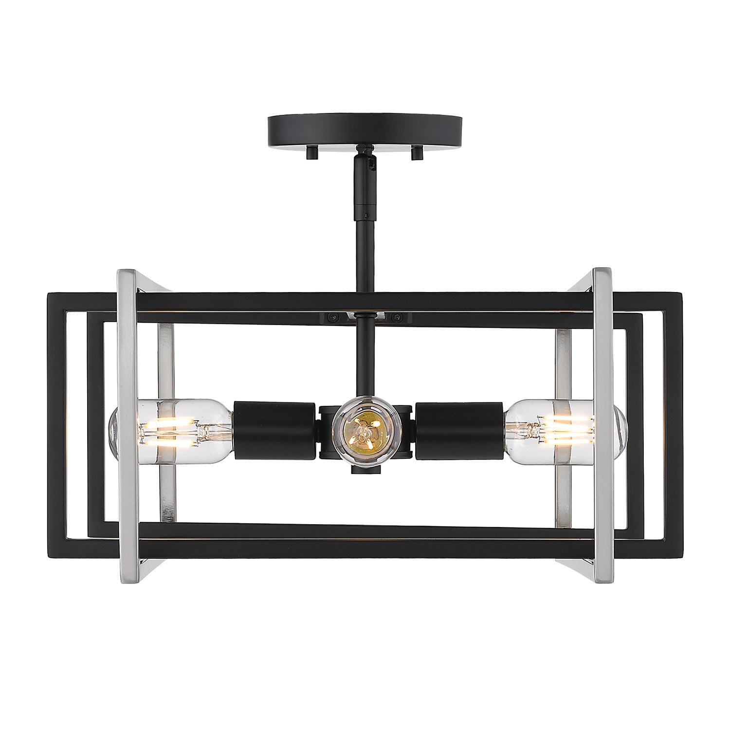 Tribeca Semi-flush in Matte Black with Pewter Accents - - Golden Lighting