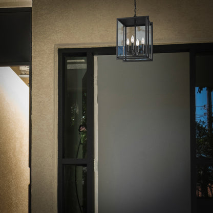 Tribeca Outdoor 4 Light Pendant in Natural Black - Incandescent,Type B / 4 x 60W(C) / 12"L x 11"W x 18"H - Golden Lighting