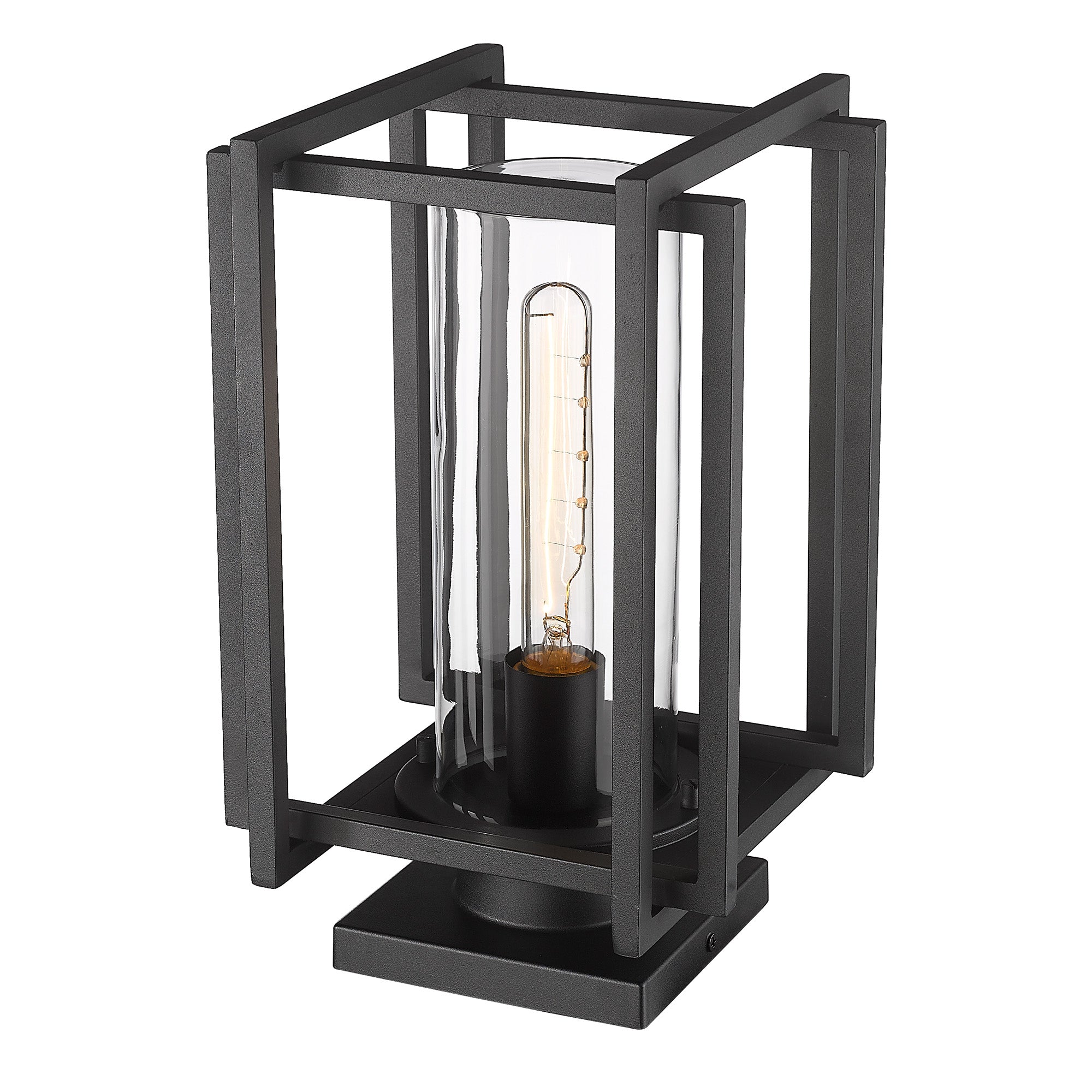 Golden Lighting Tribeca 1-light Outdoor Pier Mount in Natural Black and Clear Glass - - Golden Lighting