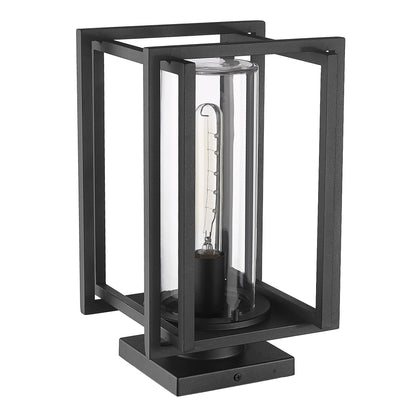 Golden Lighting Tribeca 1-light Outdoor Pier Mount in Natural Black and Clear Glass - - Golden Lighting