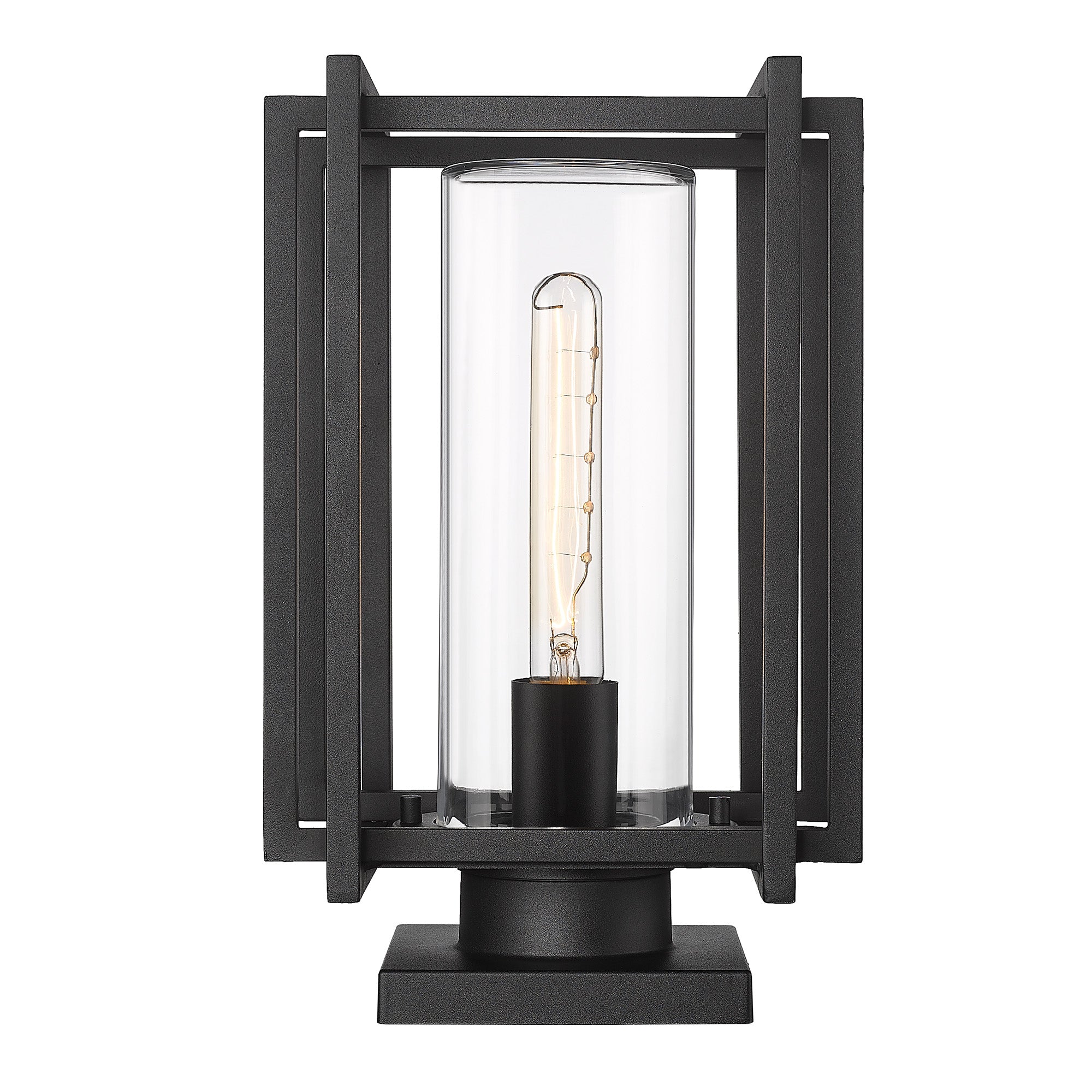 Tribeca NB Pier Mount - Outdoor in Natural Black with Clear Glass Shade - Natural Black / Clear Glass / Clear - Golden Lighting