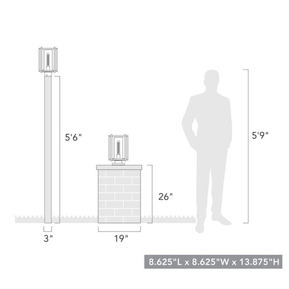 Golden Lighting Tribeca 1-light Outdoor Pier Mount in Natural Black and Clear Glass - - Golden Lighting