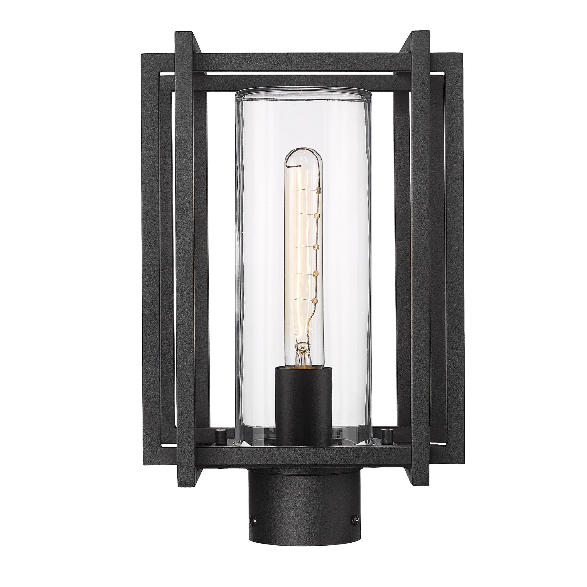 Golden Lighting Tribeca 1-light Outdoor Post in Natural Black and Clear Glass - - Golden Lighting