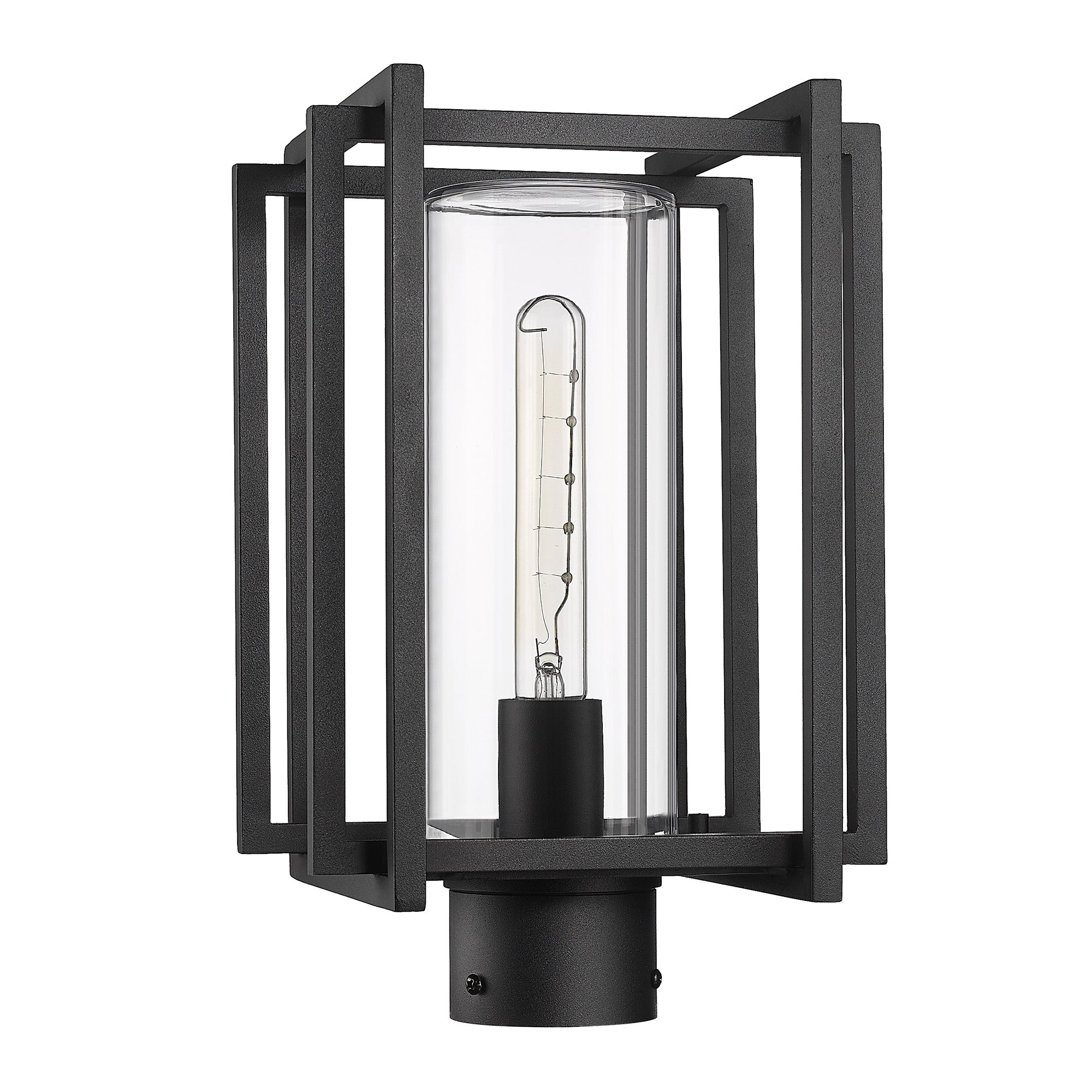 Golden Lighting Tribeca 1-light Outdoor Post in Natural Black and Clear Glass - - Golden Lighting