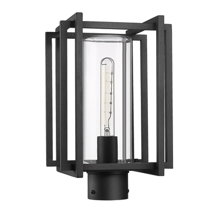 Golden Lighting Tribeca 1-light Outdoor Post in Natural Black and Clear Glass - - Golden Lighting