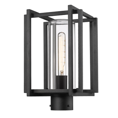 Tribeca NB Post Mount - Outdoor in Natural Black with Clear Glass Shade - - Golden Lighting