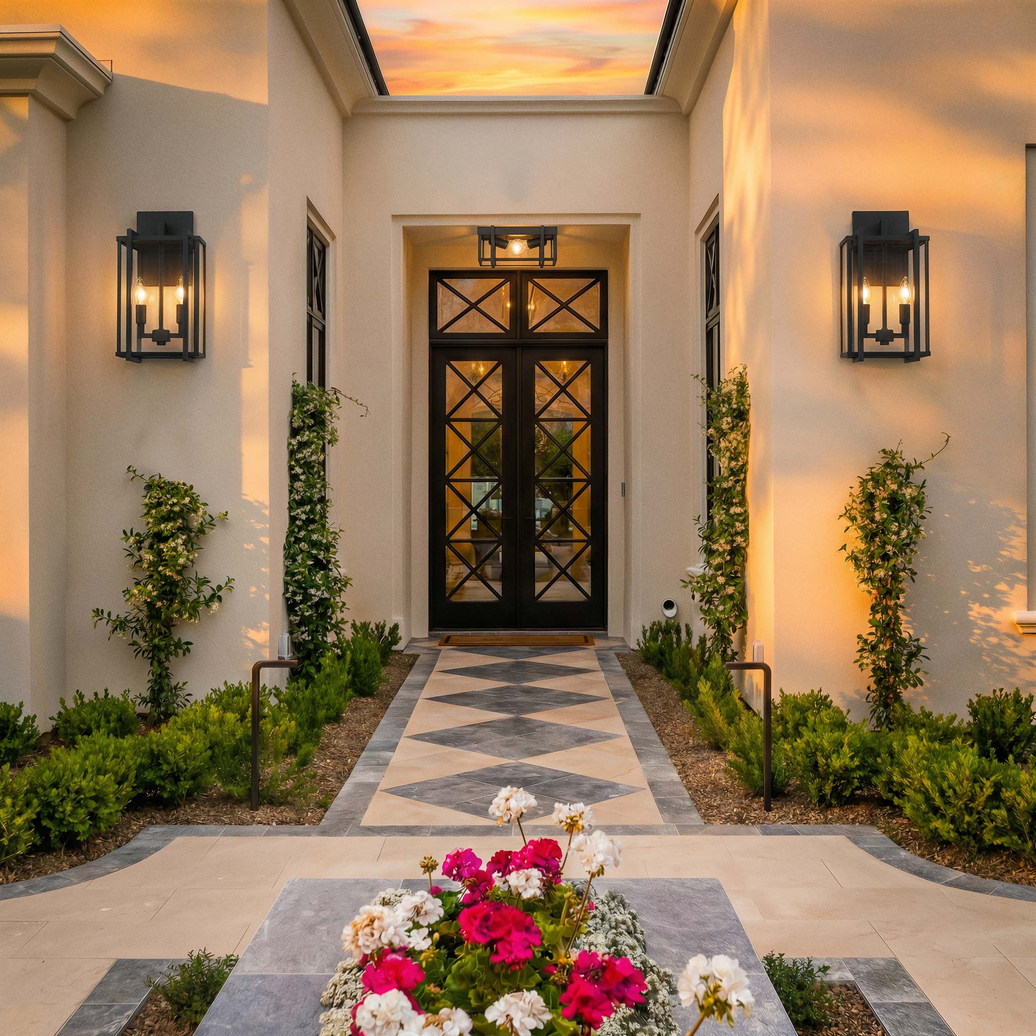 Golden Lighting Tribeca 2-light Outdoor Ceiling in Natural Black - - Golden Lighting