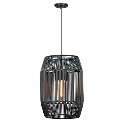 Golden Lighting Seabrooke 1-light Outdoor Pendant in Natural Black and Black Composite Wicker - - Golden Lighting