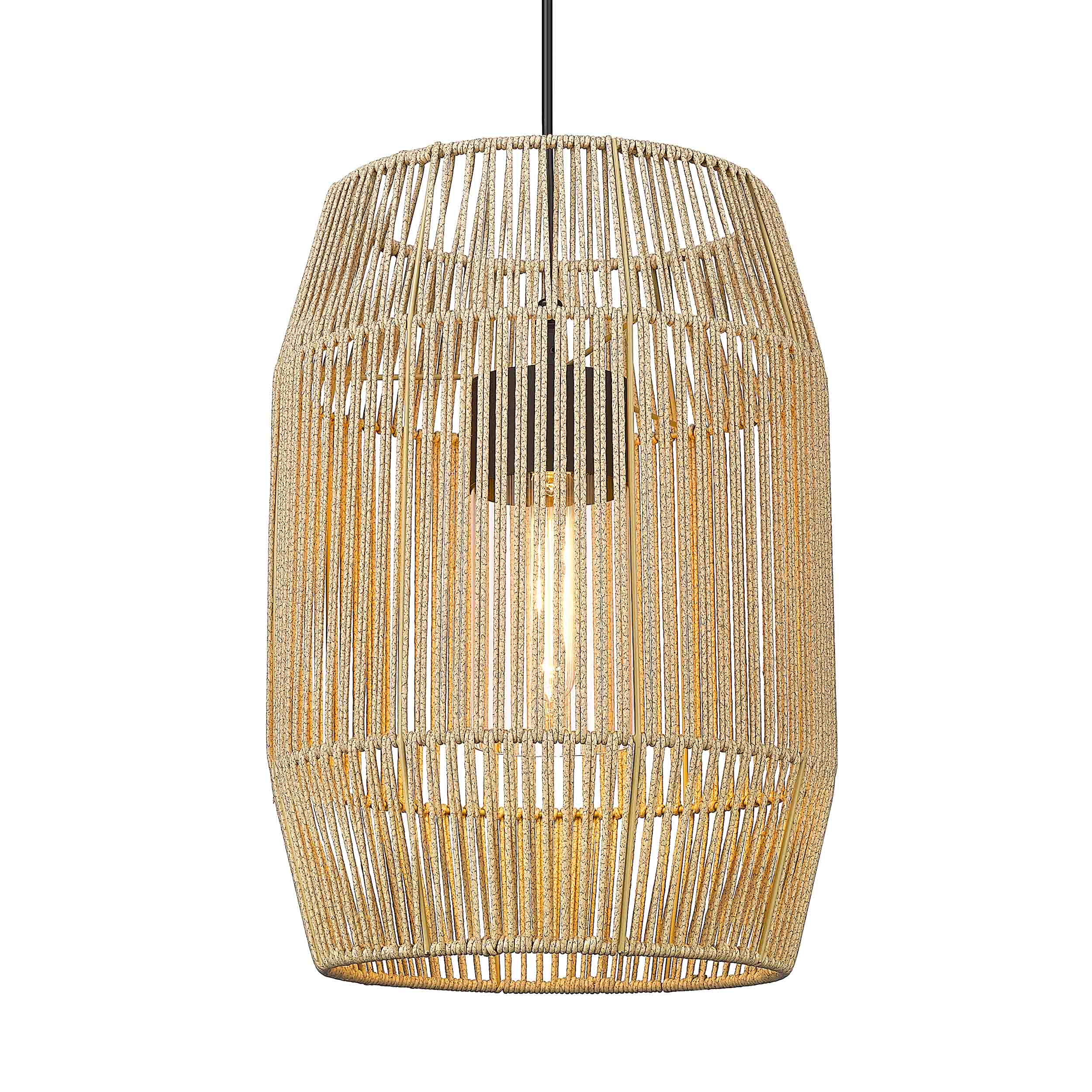 Golden Lighting Seabrooke 1-light Outdoor Pendant in Natural Black and Summer Sands shade - - Golden Lighting