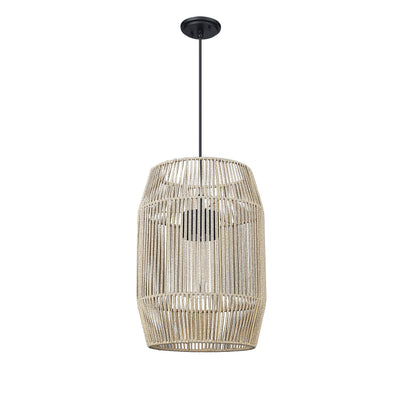 Golden Lighting Seabrooke 1-light Outdoor Pendant in Natural Black and Summer Sands shade - - Golden Lighting