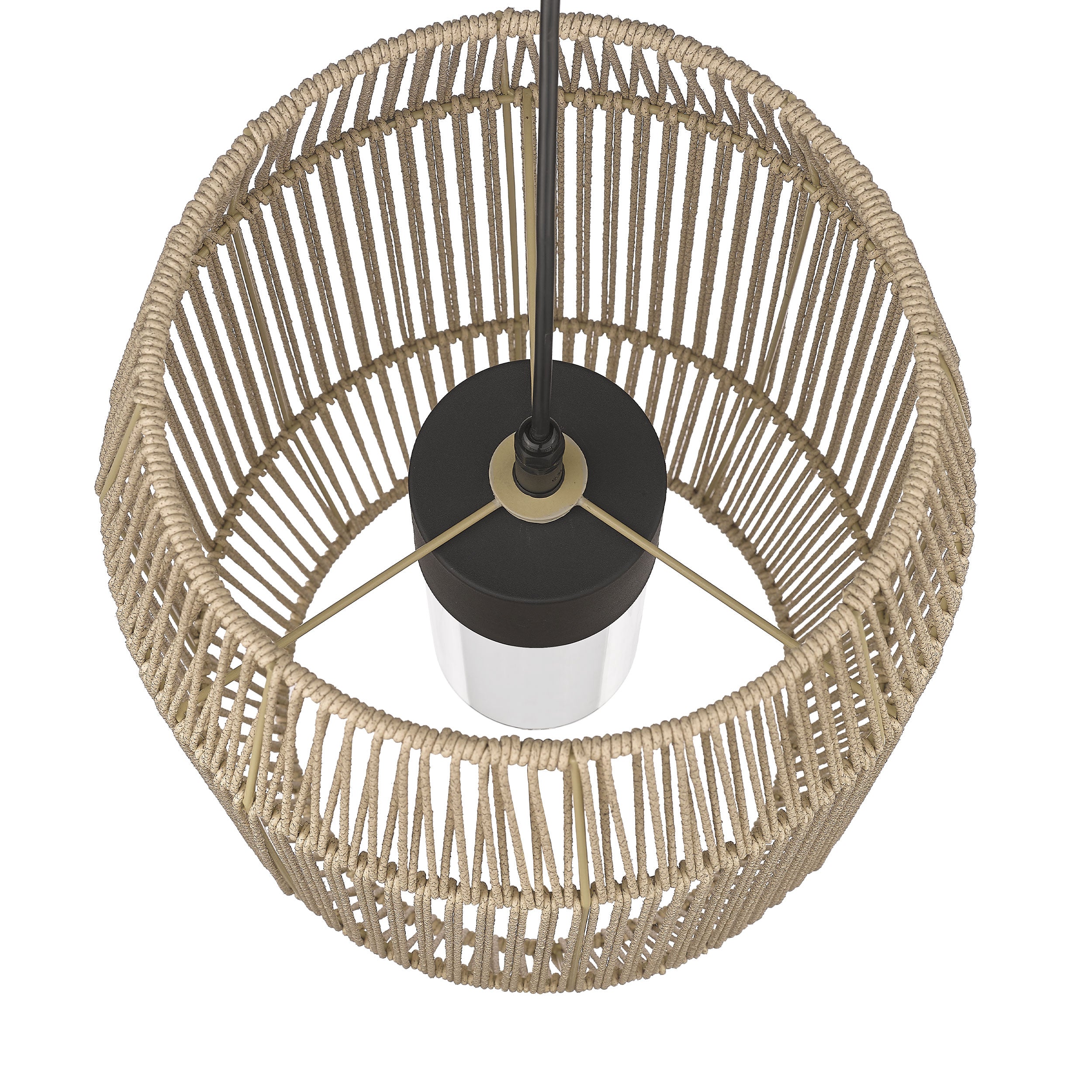Golden Lighting Seabrooke 1-light Outdoor Pendant in Natural Black and Summer Sands shade - - Golden Lighting