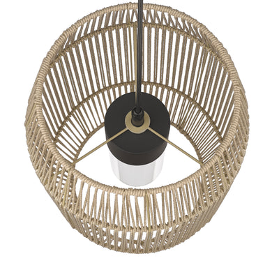 Golden Lighting Seabrooke 1-light Outdoor Pendant in Natural Black and Summer Sands shade - - Golden Lighting