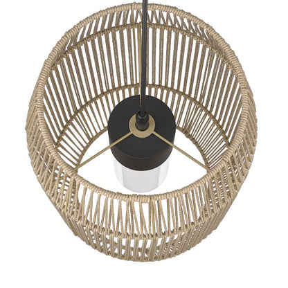 Golden Lighting Seabrooke 1-light Outdoor Pendant in Natural Black and Summer Sands shade - - Golden Lighting