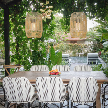 Golden Lighting Seabrooke 1-light Outdoor Pendant in Natural Black and Summer Sands shade - - Golden Lighting