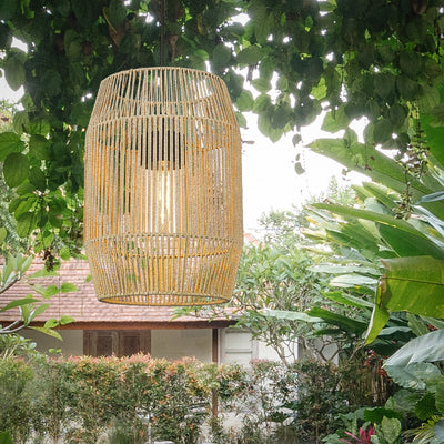 Golden Lighting Seabrooke 1-light Outdoor Pendant in Natural Black and Summer Sands shade - - Golden Lighting