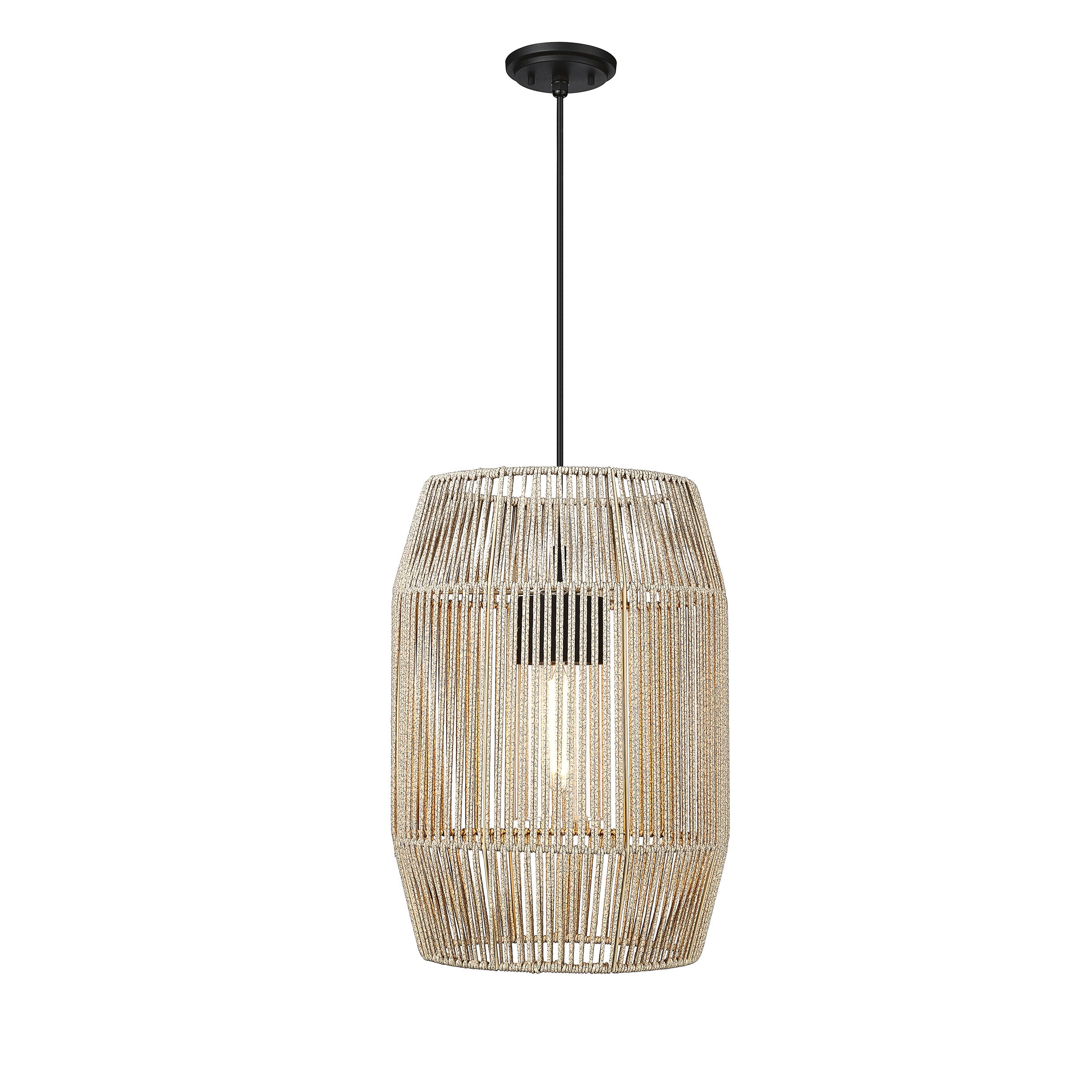 Seabrooke Outdoor 1 Light Pendant in Natural Black - - Golden Lighting